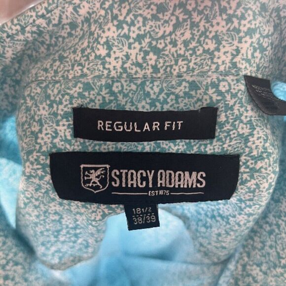 Stacy Adams Cotton Ditsy Floral Button Up Shirt Size 18.5 38/39 - Picture 6 of 8